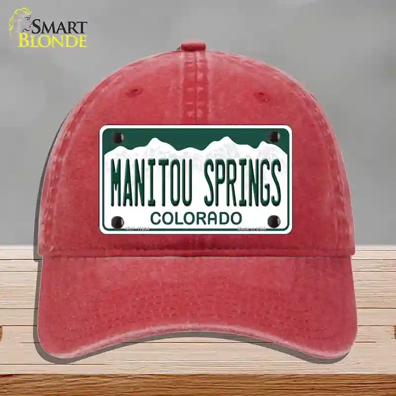 HAT13-MLP-11654 Manitou Springs Colorado Novelty License Plate Hat, Unconstructed Cotton - Red
