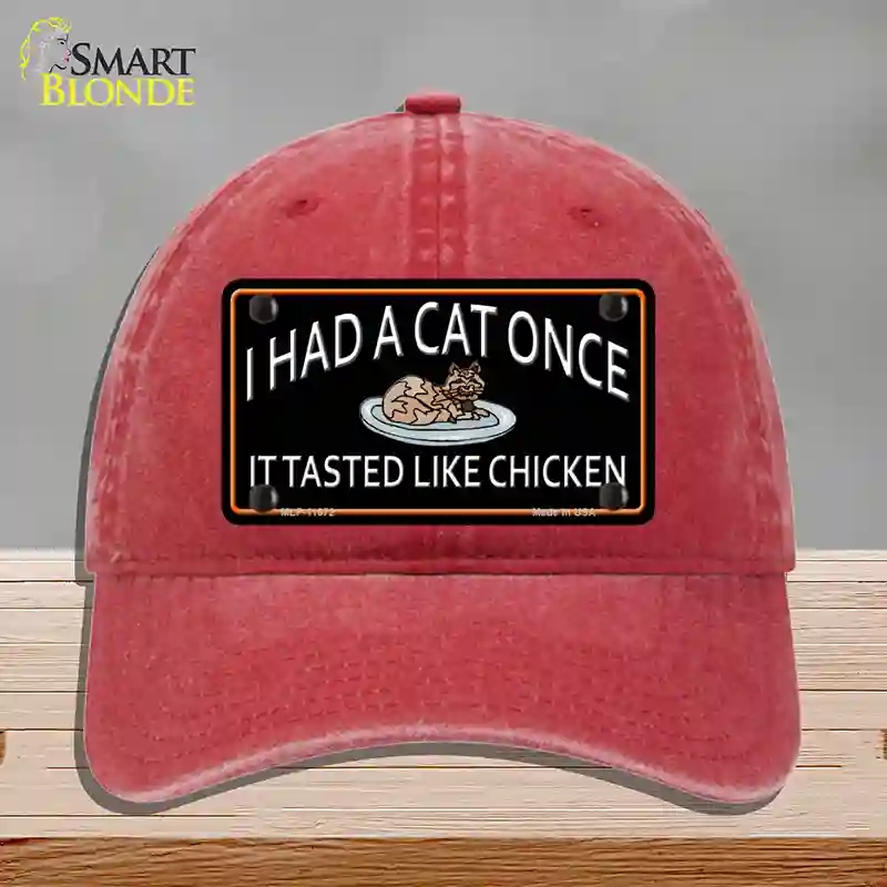 HAT13-MLP-11672 I Had a Cat Once Novelty License Plate Hat, Unconstructed Cotton - Red