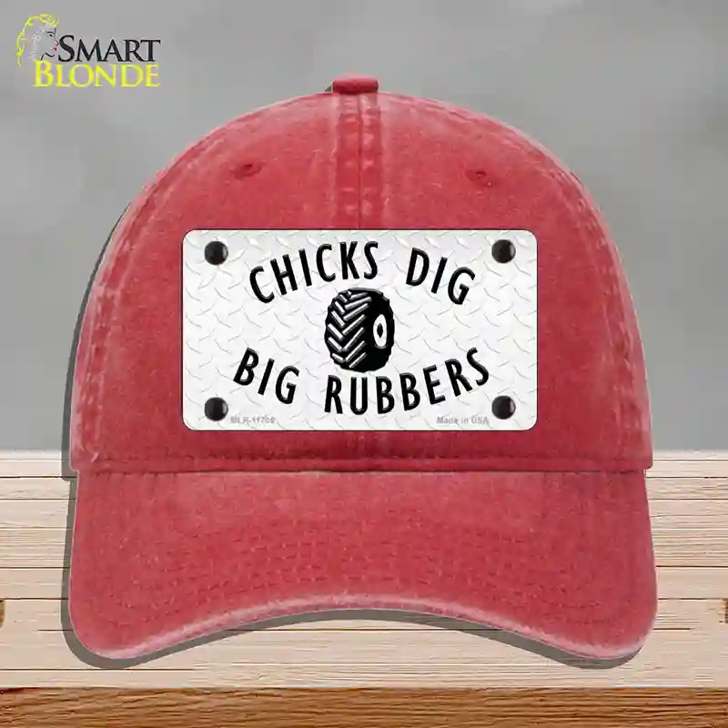 HAT13-MLP-11705 Chicks Dig Big Rubbers Novelty License Plate Hat, Unconstructed Cotton - Red