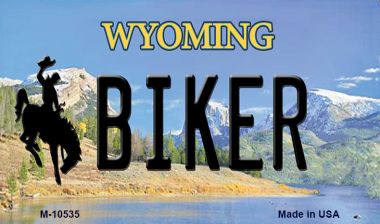 M-10535 3.5 x 2 in. Biker Wyoming State License Plate Magnet