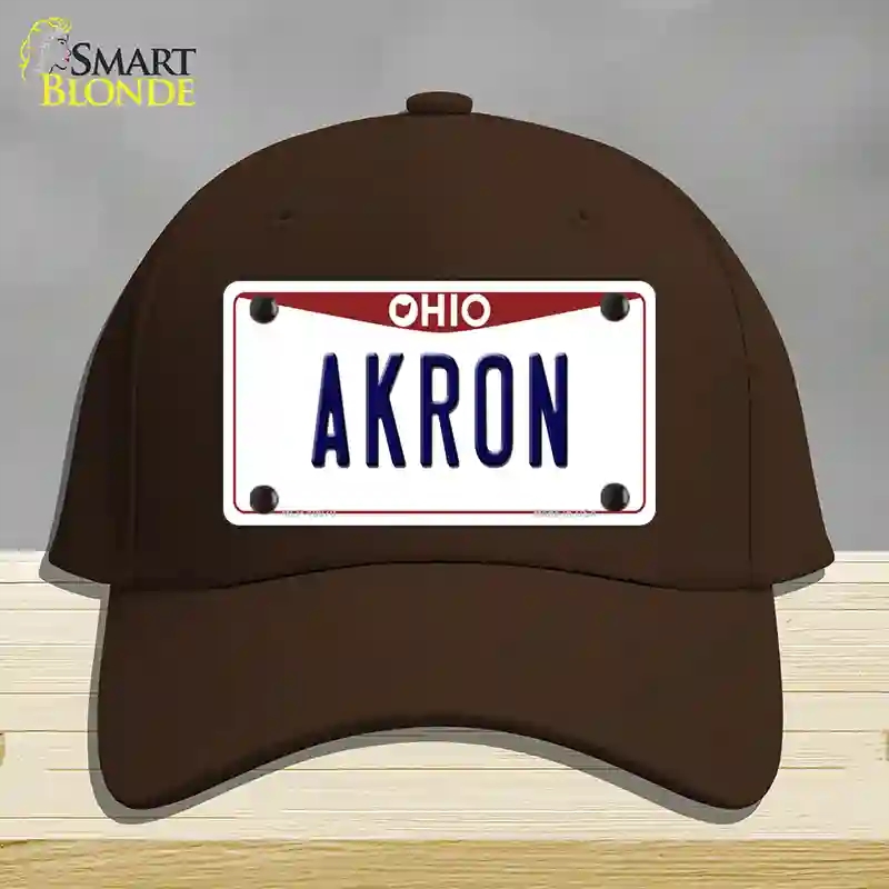 HAT24-MLP-10070 Akron Ohio Novelty License Plate Hat, Cotton - Dark Brown