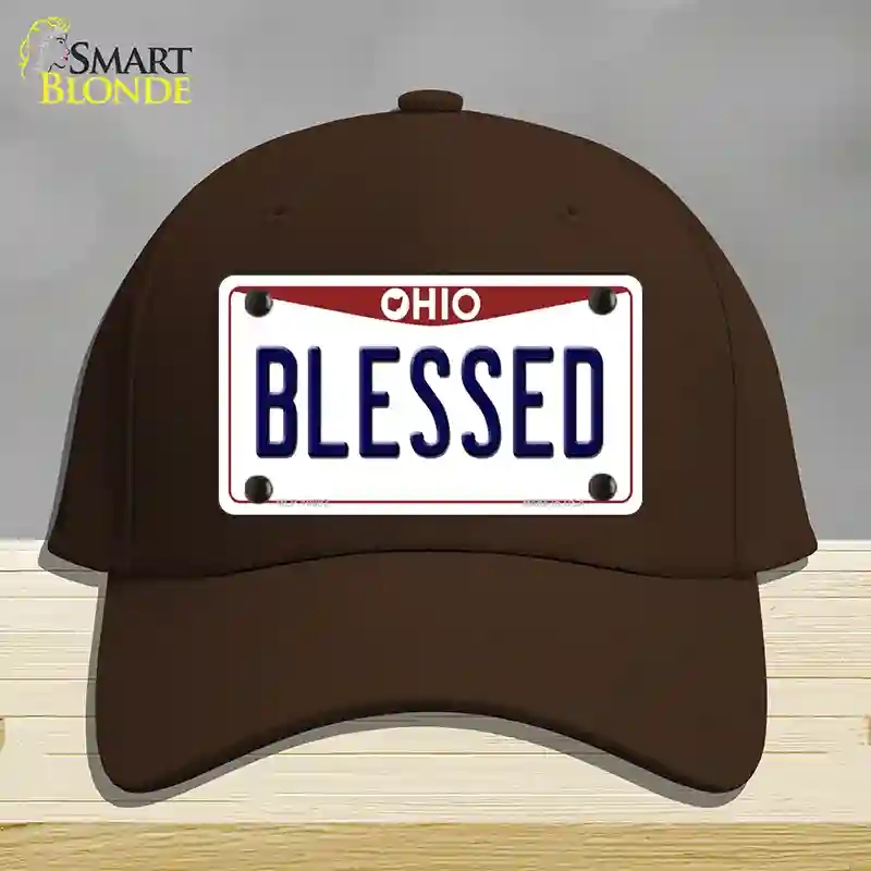 HAT24-MLP-10093 Blessed Ohio Novelty License Plate Hat, Cotton - Dark Brown