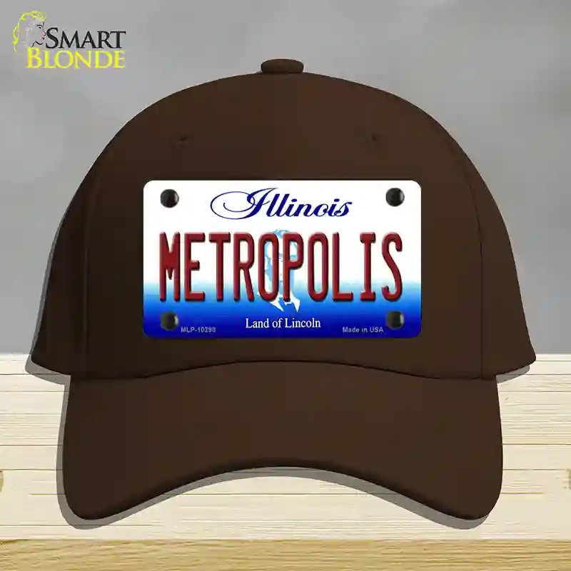 HAT24-MLP-10290 Metropolis Illinois Novelty License Plate Hat, Cotton - Dark Brown