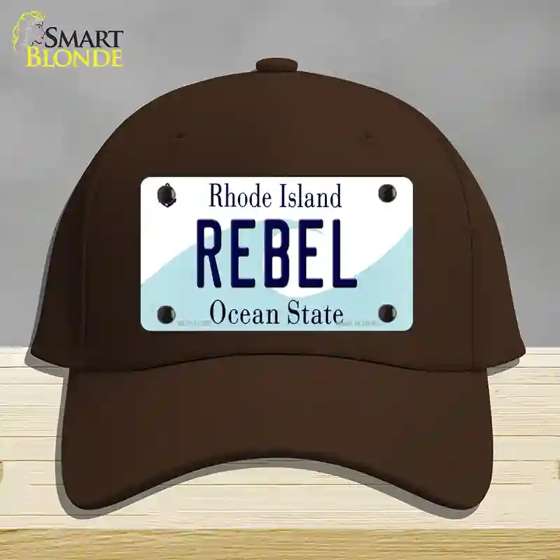 HAT24-MLP-11223 Rebel Rhode Island State Novelty License Plate Hat, Cotton - Dark Brown