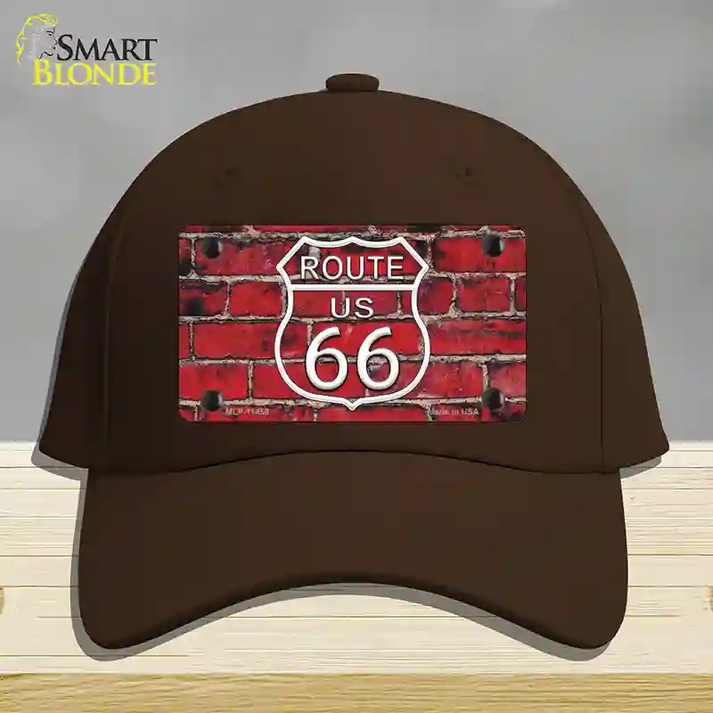 HAT24-MLP-11458 Route 66 Red Brick Wall Novelty License Plate Hat, Cotton - Dark Brown