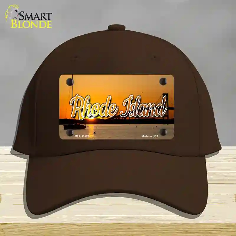 HAT24-MLP-11628 Rhode Island River Sunset State Novelty License Plate Hat, Cotton - Dark Brown