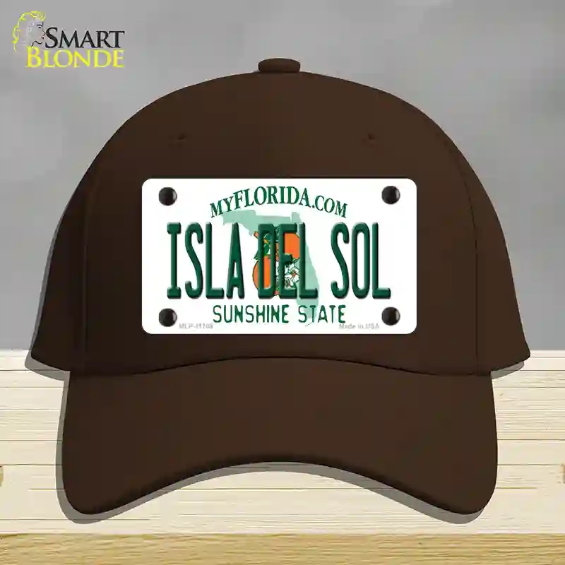 HAT24-MLP-11769 Isla Del Sol Florida Novelty License Plate Hat, Cotton - Dark Brown