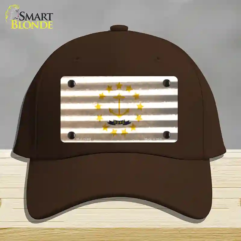 HAT24-MLP-11980 Rhode Island Corrugated Flag Novelty License Plate Hat, Cotton - Dark Brown
