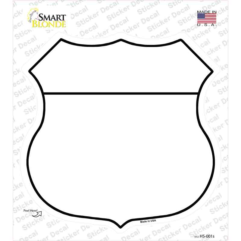 HS-001s-M White Novelty Highway Shield Sticker Decal, Medium