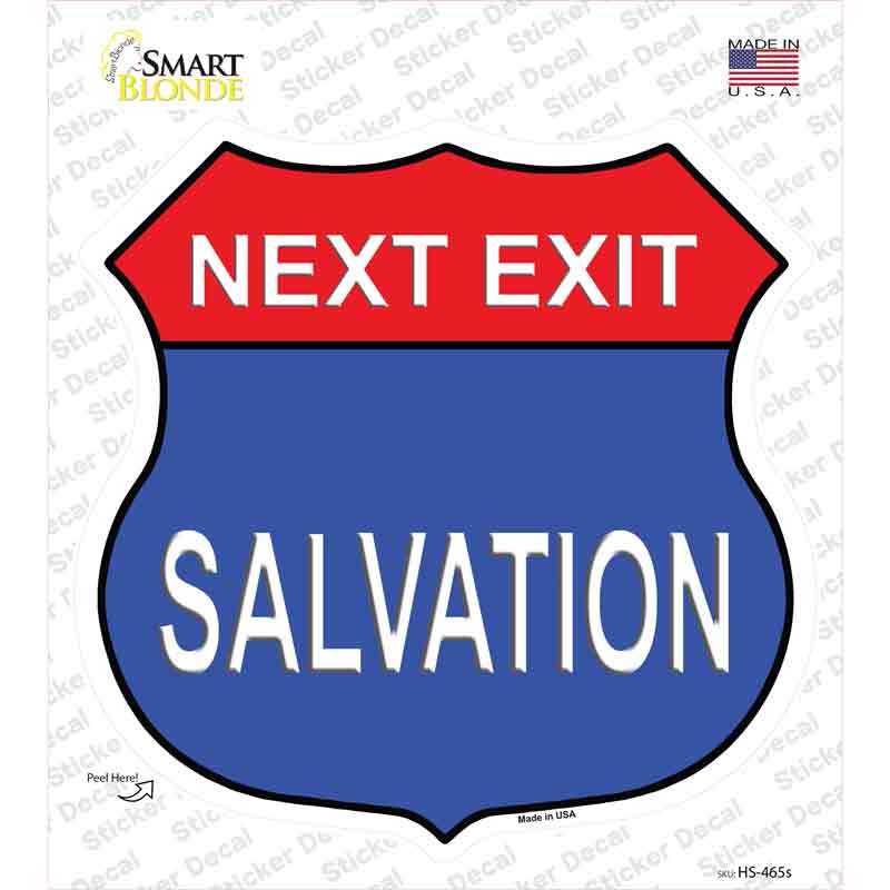 HS-465s-M Next Exit Salvation Novelty Highway Shield Sticker Decal, Medium