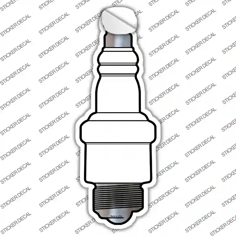 J-001s-XL White Novelty Spark Plug Sticker Decal, Extra Large