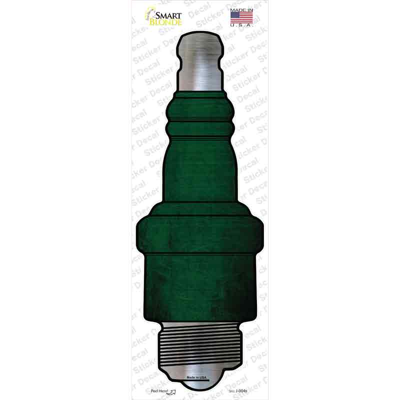 J-004s-M Green Oil Rubbed Novelty Spark Plug Sticker Decal, Medium