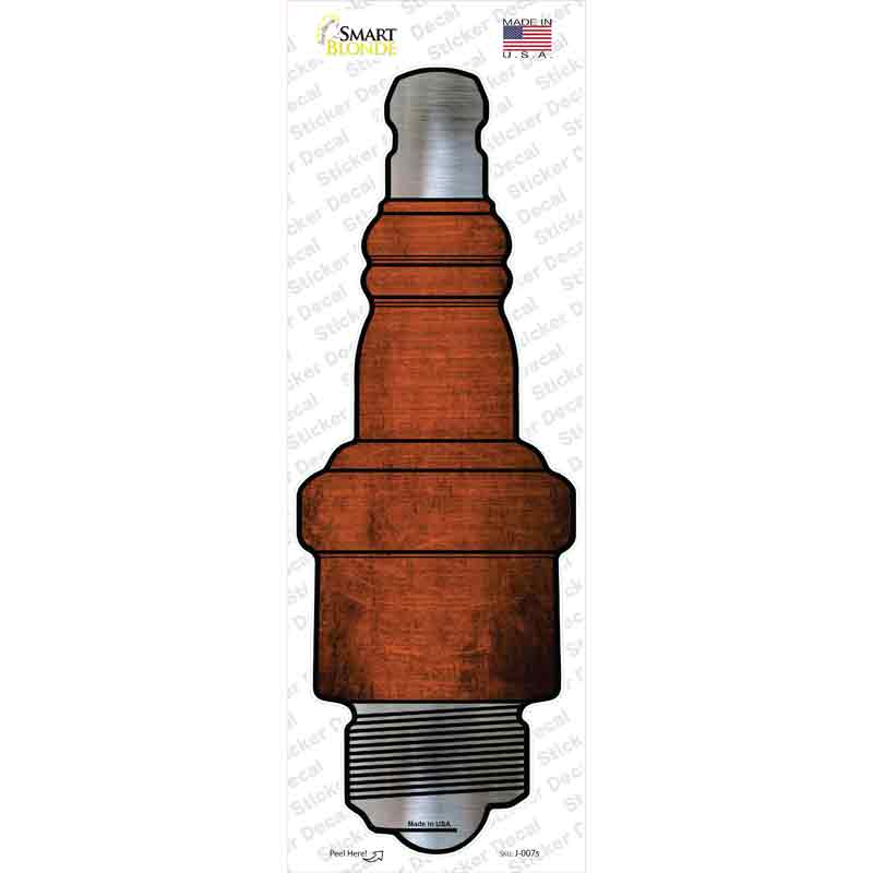 J-007s-M Orange Oil Rubbed Novelty Spark Plug Sticker Decal, Medium