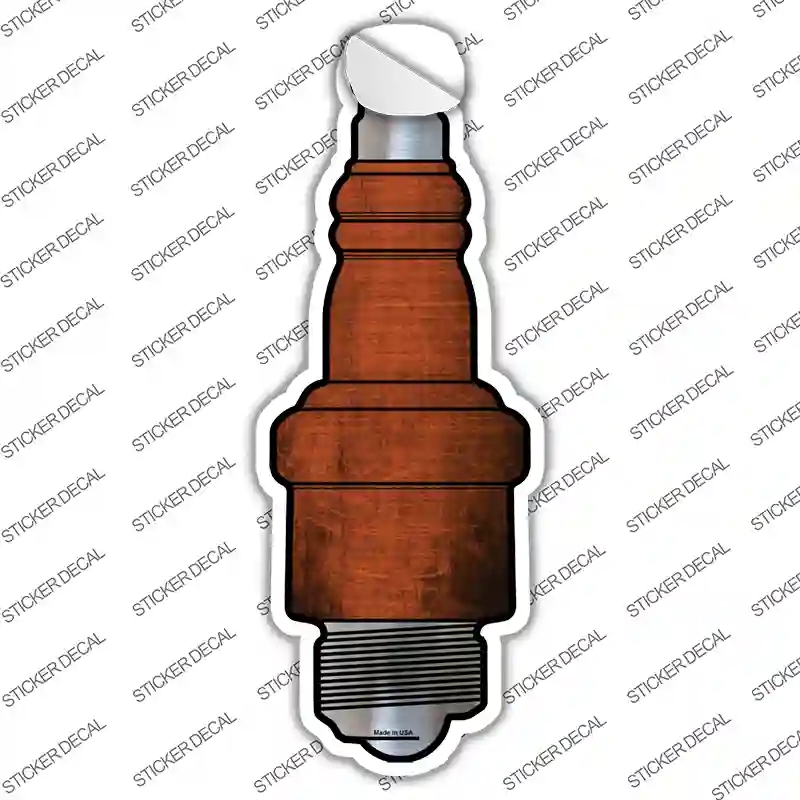 J-007s-S Orange Oil Rubbed Novelty Spark Plug Sticker Decal, Small