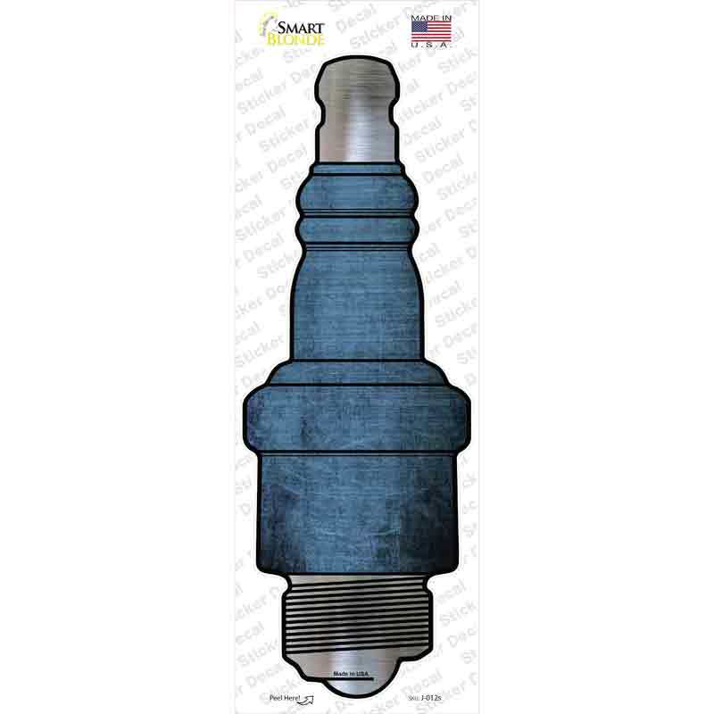 J-012s-M Light Blue Oil Rubbed Novelty Spark Plug Sticker Decal, Medium