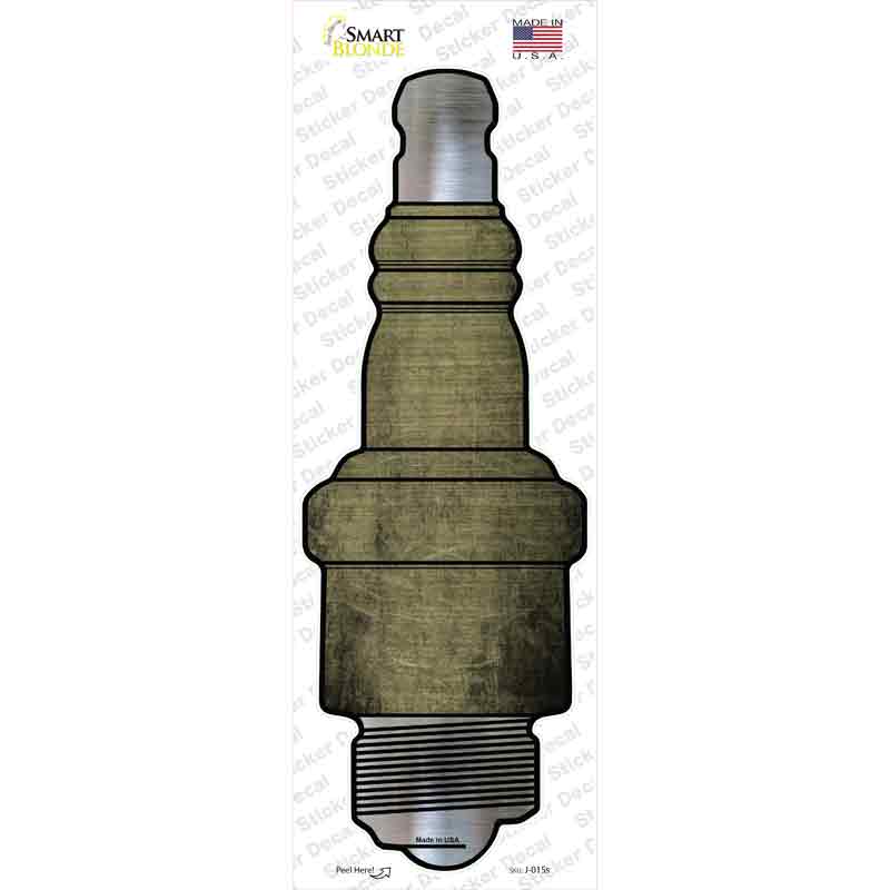 J-015s-M Gold Oil Rubbed Novelty Spark Plug Sticker Decal, Medium