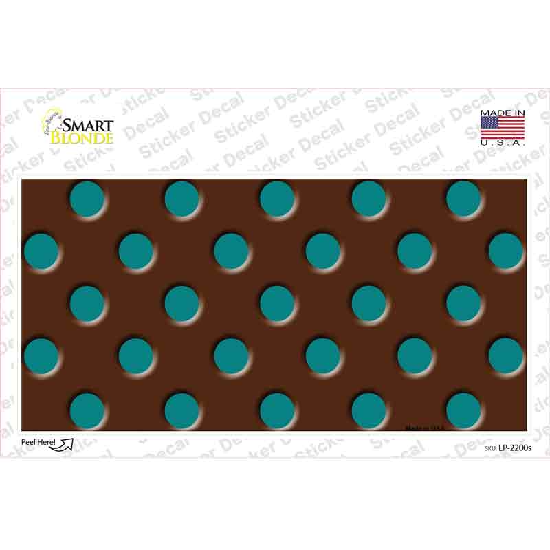 LP-2200s-M Teal Polka Dots Brown Novelty Sticker Decal, Medium