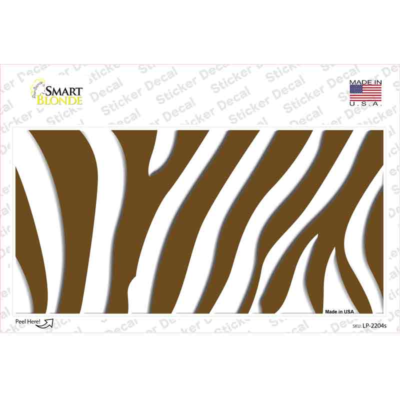 LP-2204s-M Brown White Zebra Novelty Sticker Decal, Medium