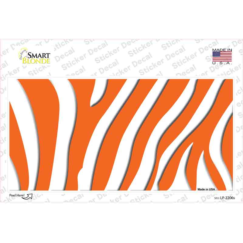 LP-2206s-M Orange White Zebra Novelty Sticker Decal, Medium
