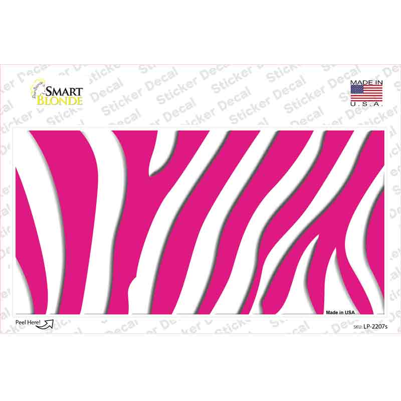 LP-2207s-M Hot Pink White Zebra Novelty Sticker Decal, Medium