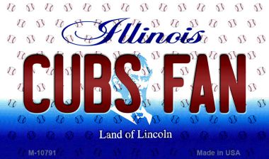 M-10791 3.5 x 2 in. Cubs Fan Illinois State License Plate Magnet