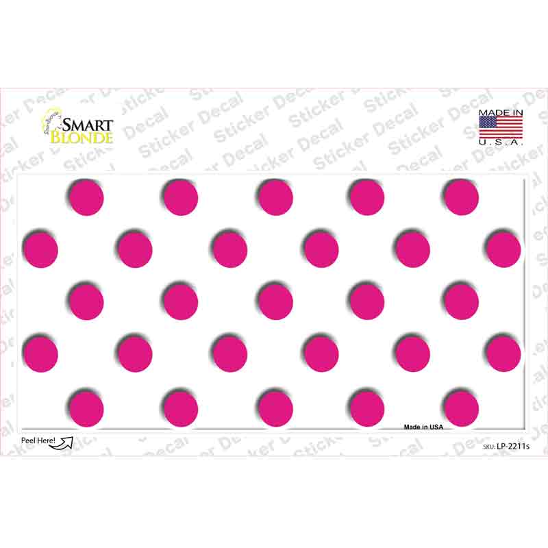 LP-2211s-M Hot Pink Polka Dots White Novelty Sticker Decal, Medium
