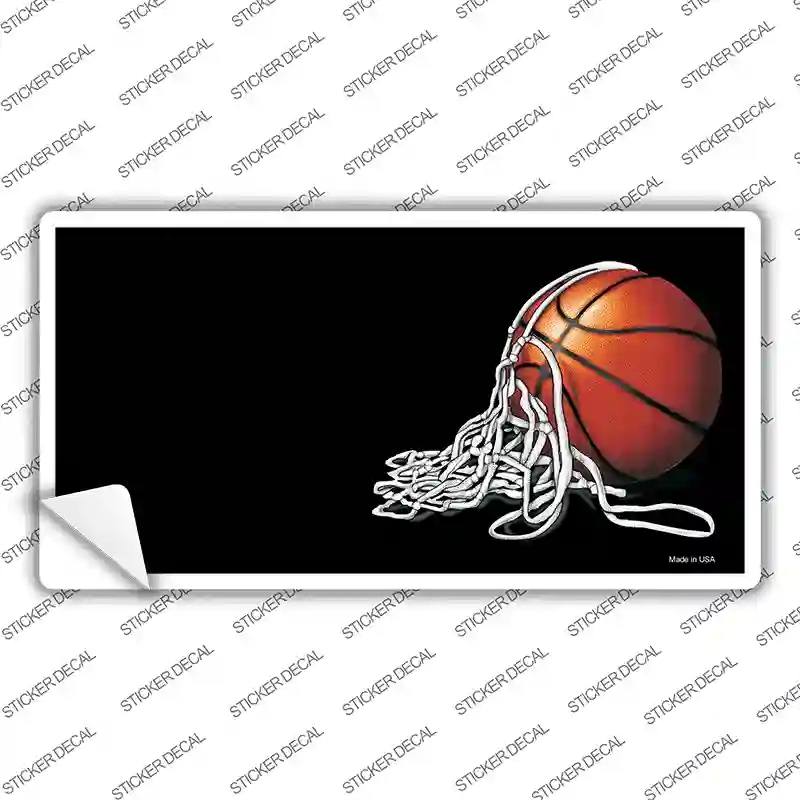 LP-2307s-S Basketball with Net Offset Novelty Sticker Decal, Small