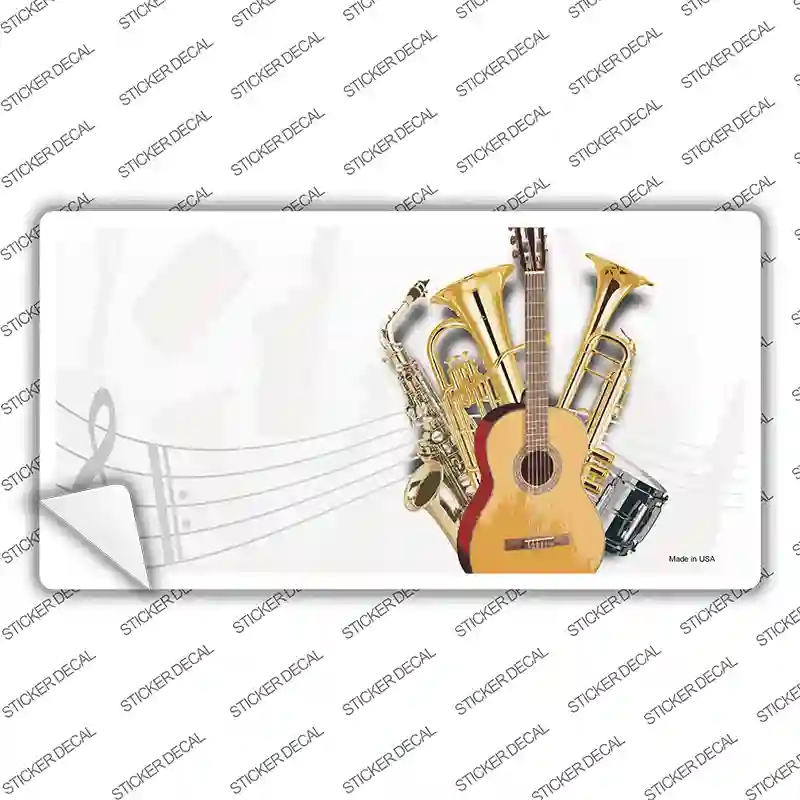 LP-2331s-S Musical Instruments Offset Novelty Sticker Decal, Small