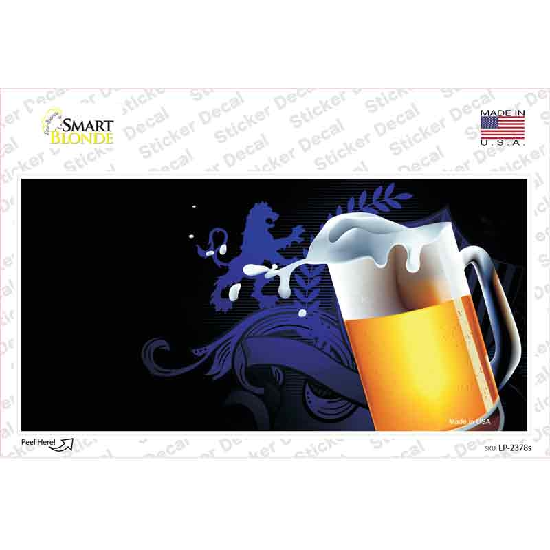 LP-2378s-M Frothy Beer Mug Offset Novelty Sticker Decal, Medium