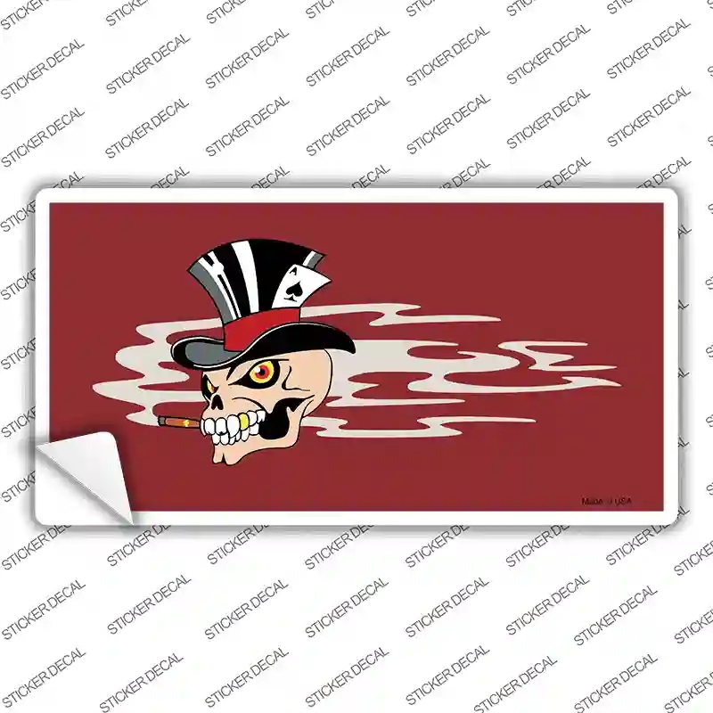 LP-2383s-XL Smoking Joker Top Hat Skull Offset Novelty Sticker Decal, Extra Large