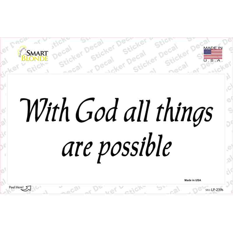 LP-239s-M All Things Possible Novelty Sticker Decal, Medium