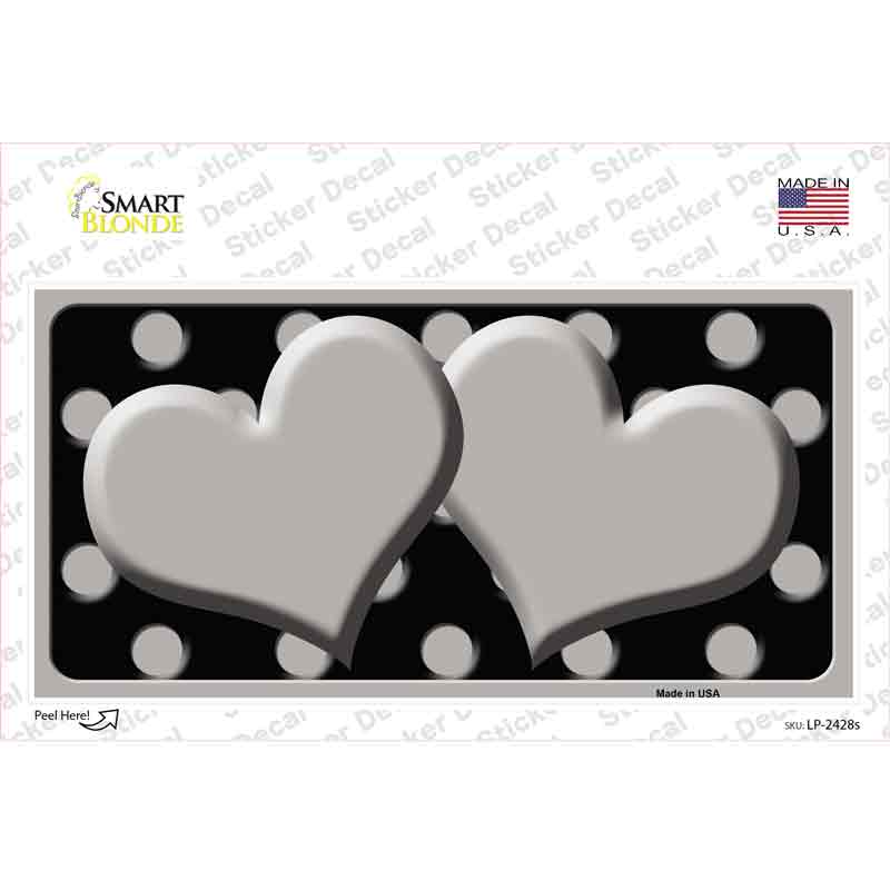 LP-2428s-M Gray Black Polka Dot Center Hearts Novelty Sticker Decal, Medium