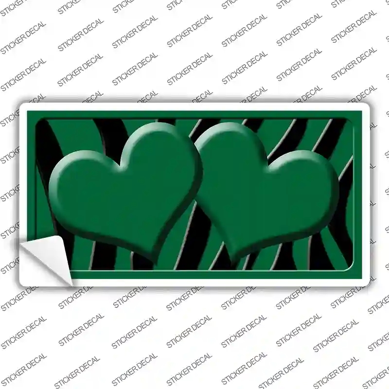 LP-2434s-S Green Black Zebra Centered Hearts Novelty Sticker Decal, Small