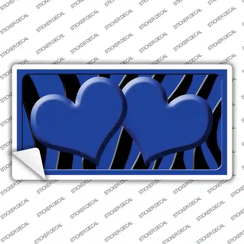 LP-2435s-S Blue Black Zebra Centered Hearts Novelty Sticker Decal, Small