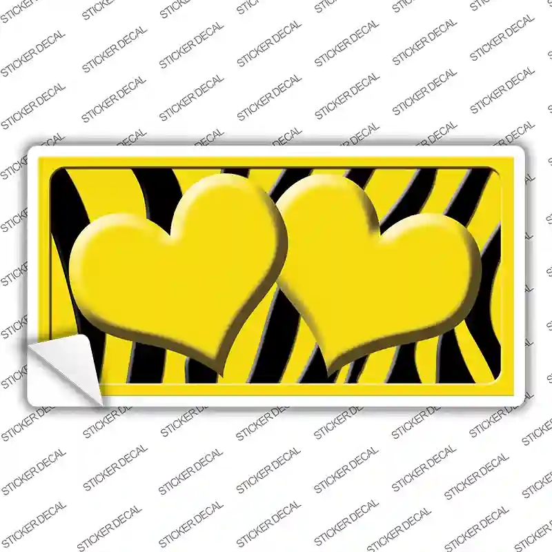 LP-2436s-S Yellow Black Zebra Centered Hearts Novelty Sticker Decal, Small
