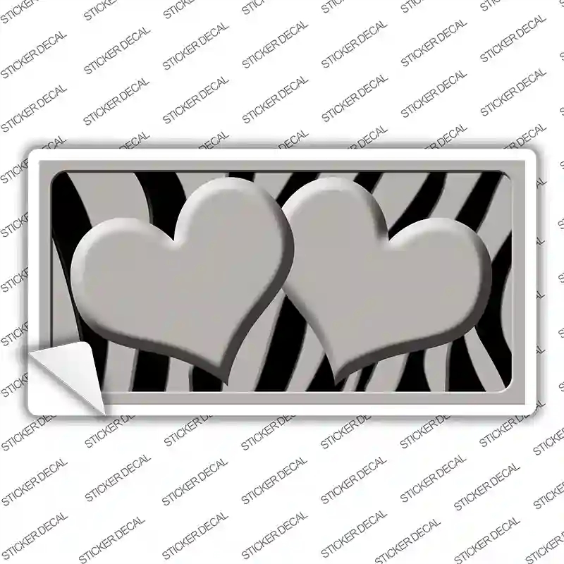 LP-2440s-XL Gray Black Zebra Centered Hearts Novelty Sticker Decal, Extra Large