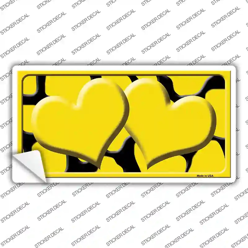 LP-2447s-XL Yellow Black Giraffe Centered Hearts Novelty Sticker Decal, Extra Large