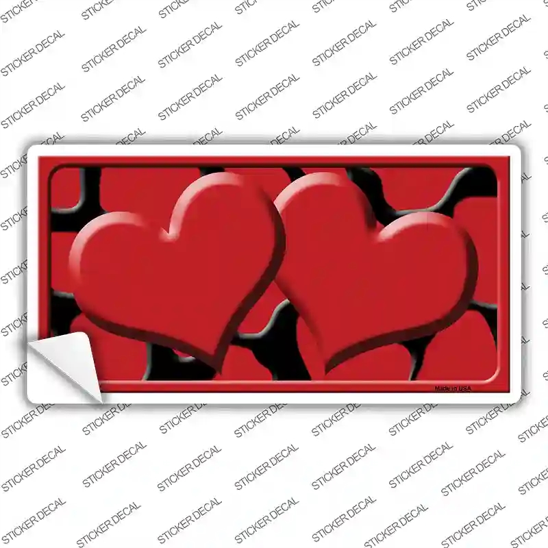 LP-2449s-L Red Black Giraffe Centered Hearts Novelty Sticker Decal, Large