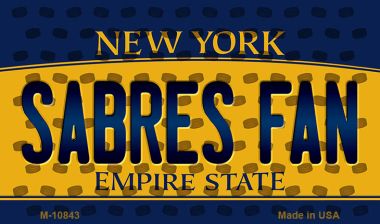 M-10843 3.5 x 2 in. Sabres Fan New York State License Plate Magnet