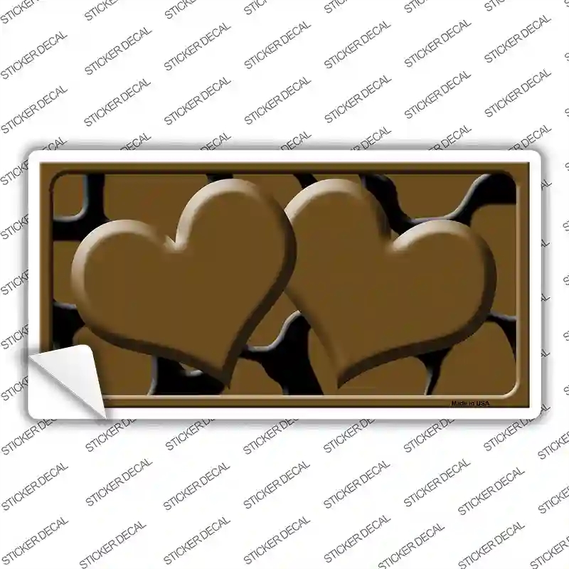 LP-2453s-L Brown Black Giraffe Centered Hearts Novelty Sticker Decal, Large