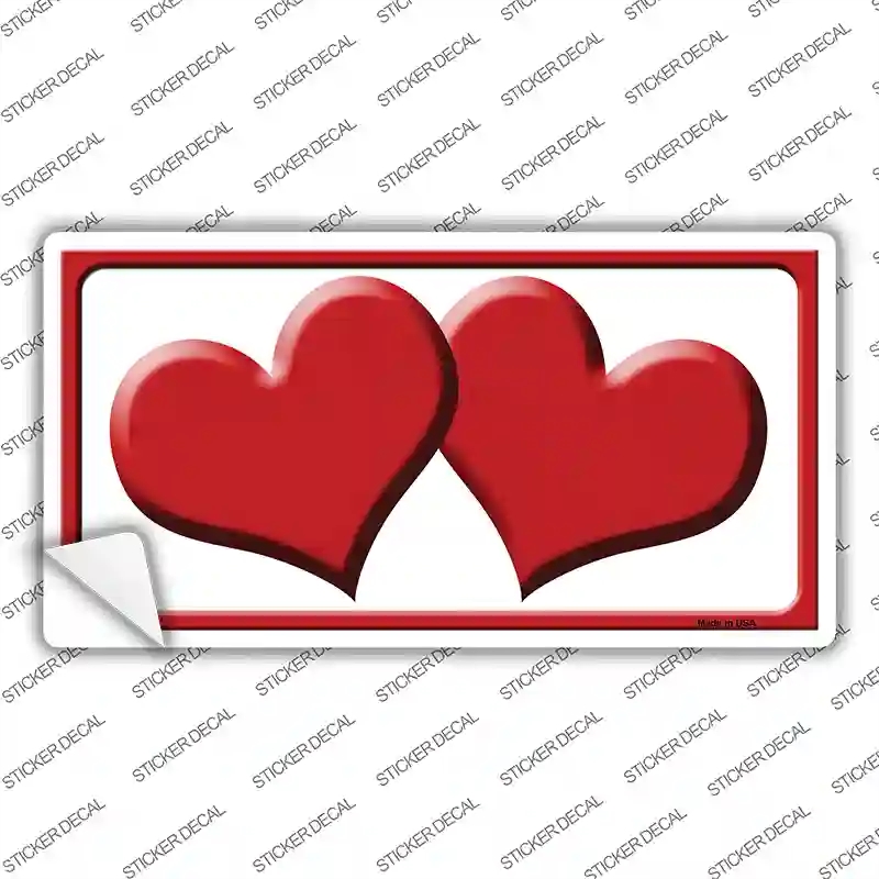 LP-2461s-XL Solid Red Centered Hearts White Novelty Sticker Decal, Extra Large