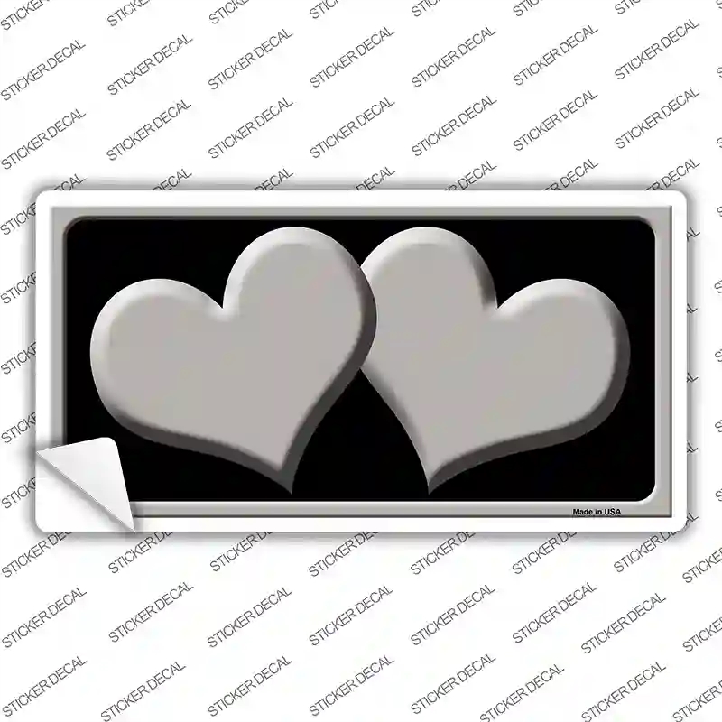 LP-2472s-S Solid Gray Centered Hearts Black Novelty Sticker Decal, Small