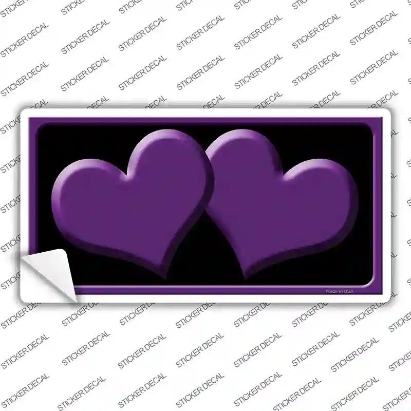 LP-2473s-XL Solid Purple Centered Hearts Black Novelty Sticker Decal, Extra Large