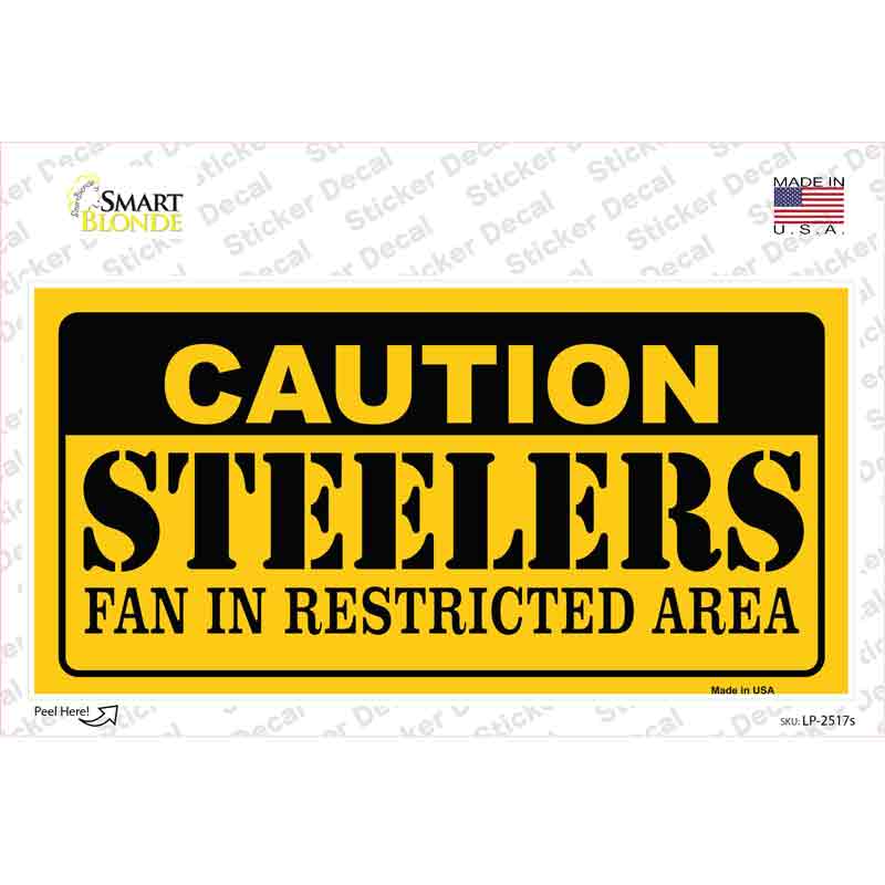 LP-2517s-M Caution Steelers Novelty Sticker Decal, Medium