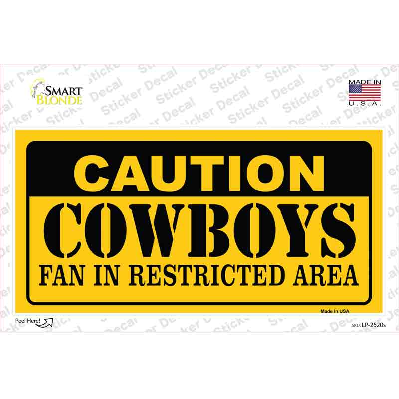 LP-2520s-M Caution Cowboys Novelty Sticker Decal, Medium