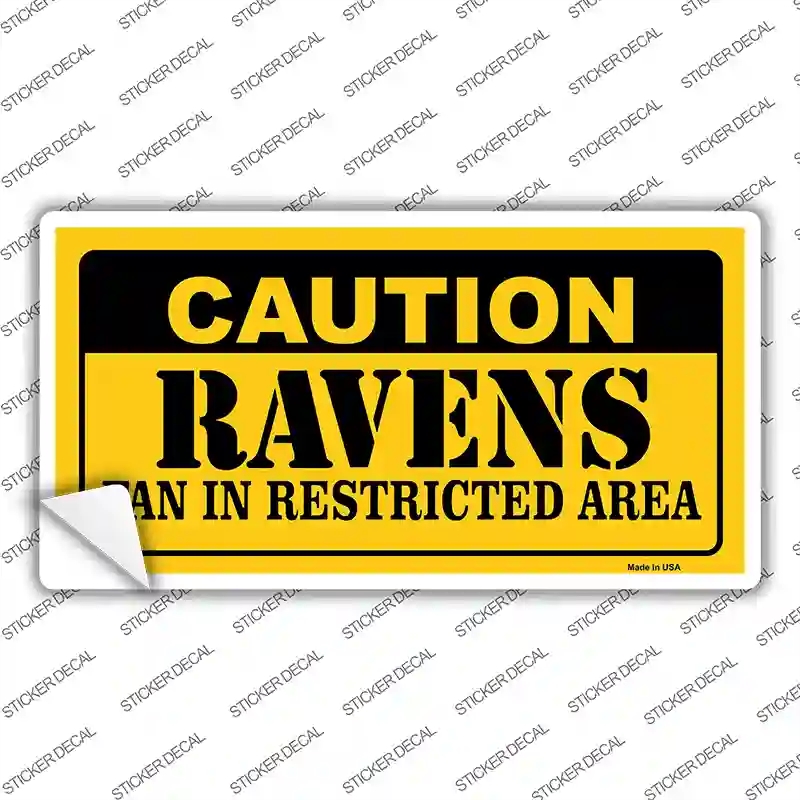 LP-2525s-S Caution Ravens Novelty Sticker Decal, Small