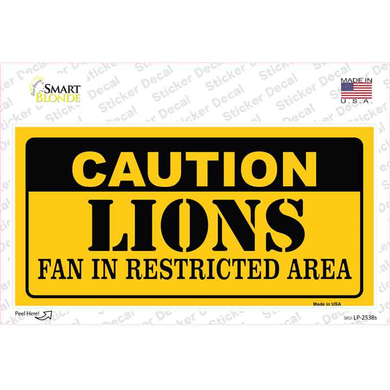 LP-2538s-M Caution Lions Novelty Sticker Decal, Medium