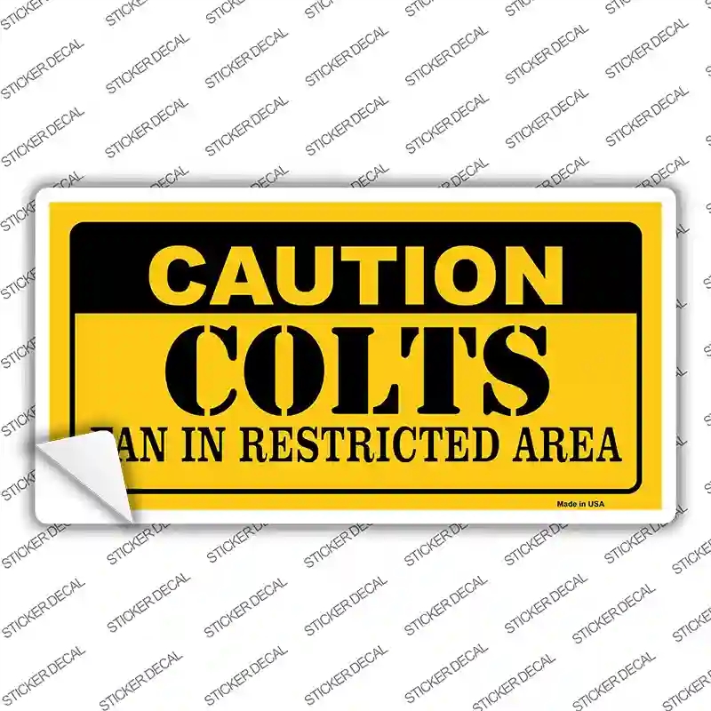 LP-2540s-S Caution Colts Novelty Sticker Decal, Small