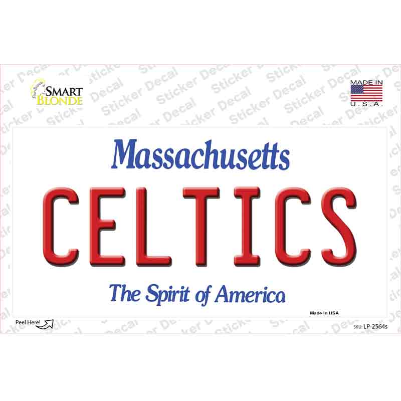LP-2564s-M Celtics Massachusetts State Novelty Sticker Decal, Medium