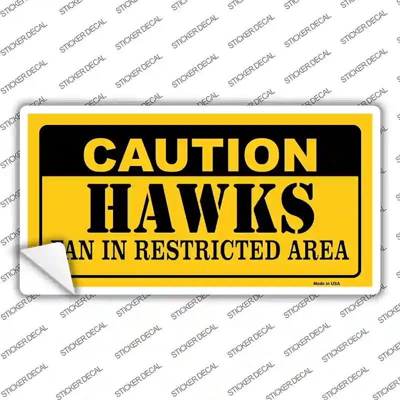 LP-2593s-L Caution Hawks Fan Novelty Sticker Decal, Large